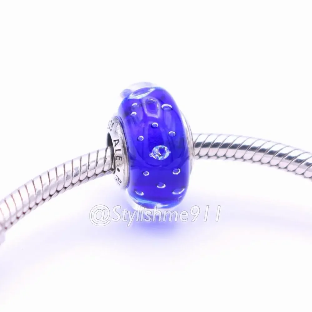 Authentic PANDORA Dark Blue Effervescence Glass Charm